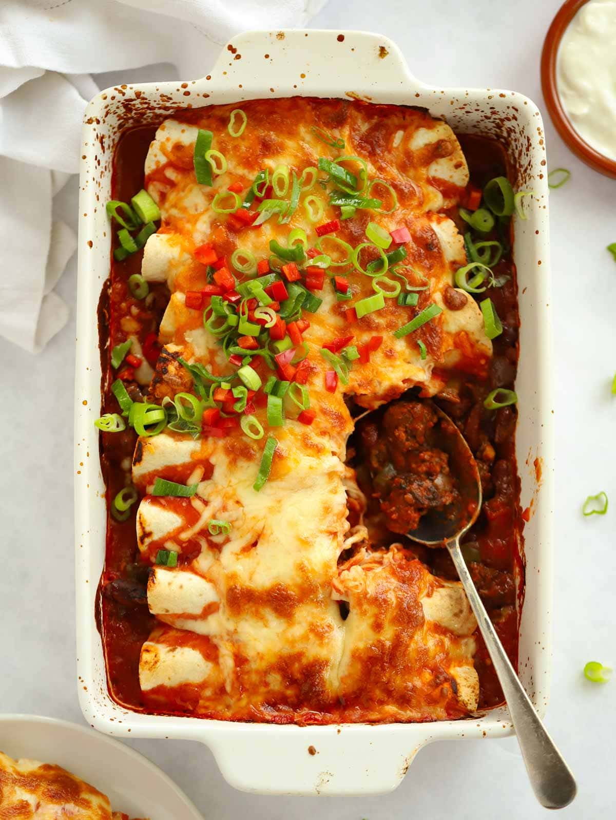 This Chilli Beef Enchiladas Recipe is the ultimate all-in-one delicious midweek meal.