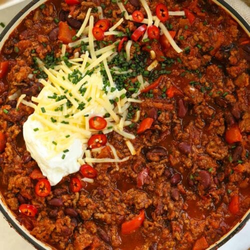 Easy Chilli Con Carne in a bowl.