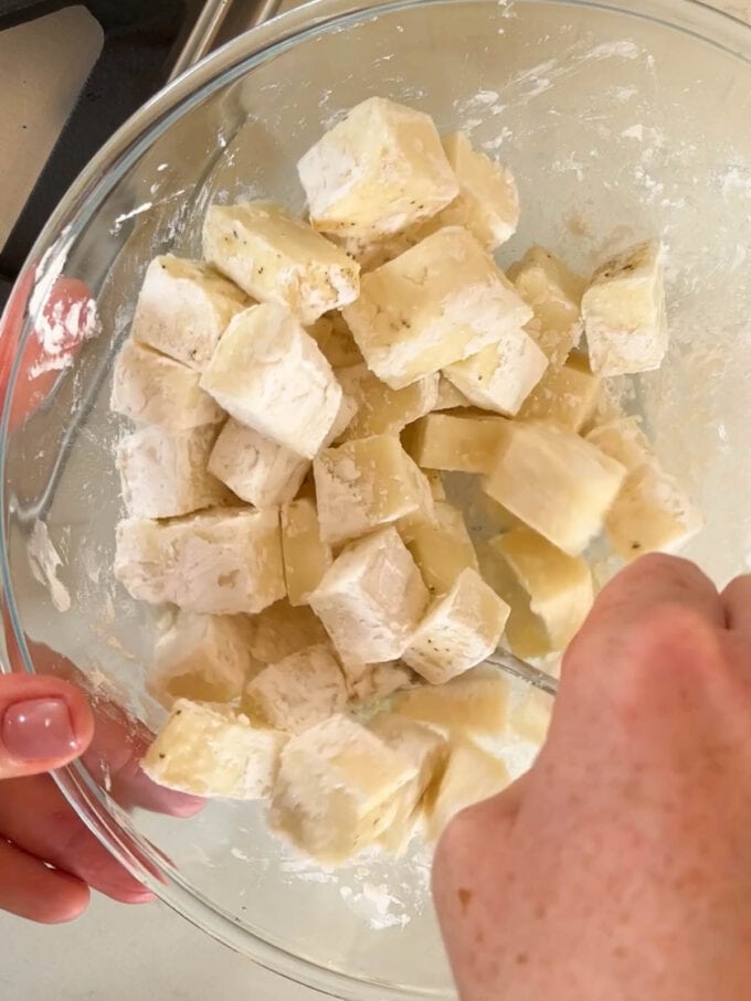 Step 1 in the recipe for Halloumi Curry.