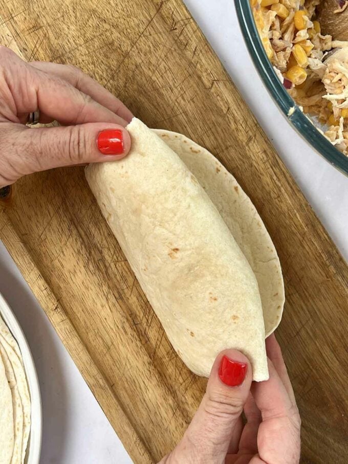 Step 5 in the recipe for Chicken Wraps.