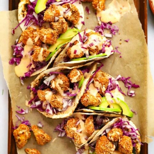 An easy Cauliflower recipe. Cauliflower Tacos ready to eat.