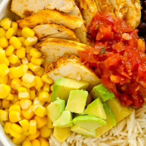 A super quick recipe for No Cook Burrito Bowls.